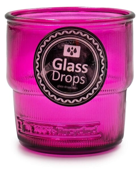 Ποτήρι Glass Drops Ribbed (2415DB276) Από ανακυκλωμένο γυαλί, Χωρητικότητας 300ml, Διαστάσεων Ø 9 x Υ 9 cm, Magenta