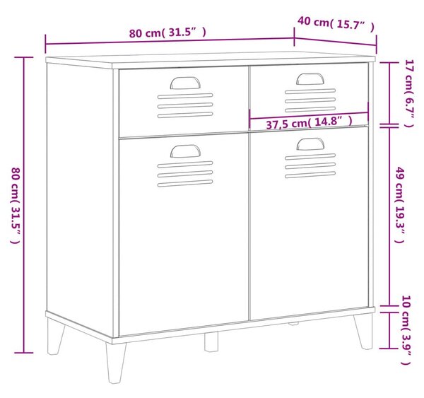 Μπουφές VIKEN Λευκός 80 x 40 x 80 εκ. από Επεξεργασμένο Ξύλο - Λευκό