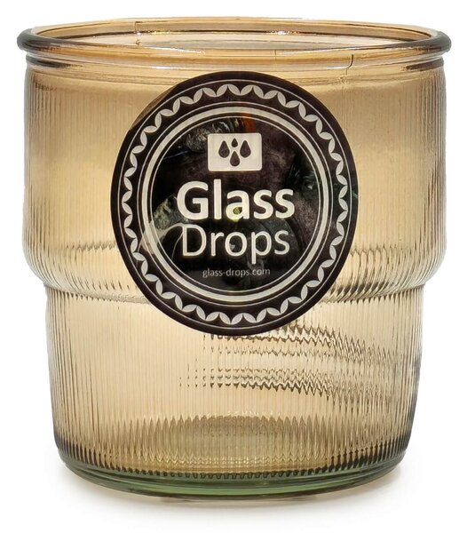 Ποτήρι Glass Drops Ribbed (2415DB04) Από ανακυκλωμένο γυαλί, Χωρητικότητας 300ml, Διαστάσεων Ø 9 x Υ 9 cm, Cinnamon
