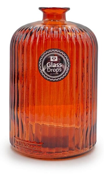 Διακοσμητικό Βάζο Glass Drops Daroca Stripe (4862DB343) Από ανακυκλωμένο γυαλί, Χωρητικότητας 2.8L, Διαστάσεων Ø 15 x Υ 23cm, Pumpkin