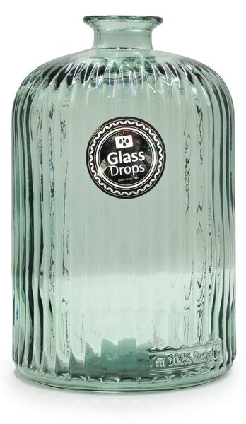 Διακοσμητικό Βάζο Glass Drops Daroca Stripe (4862DB600) Από ανακυκλωμένο γυαλί, Χωρητικότητας 2.8L, Διαστάσεων Ø 15 x Υ 23cm, Natural Green