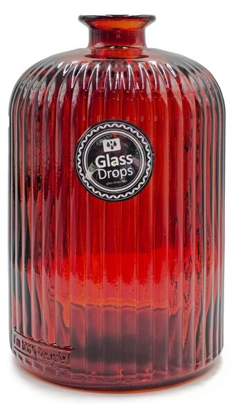 Διακοσμητικό Βάζο Glass Drops Daroca Stripe (4862DB738) Από ανακυκλωμένο γυαλί, Χωρητικότητας 2.8L, Διαστάσεων Ø 15 x Υ 23cm, Terracota