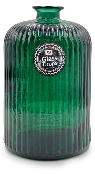 Διακοσμητικό Βάζο Glass Drops Daroca Stripe (4862DB734) Από ανακυκλωμένο γυαλί, Χωρητικότητας 2.8L, Διαστάσεων Ø 15 x Υ 23cm, Albahaca