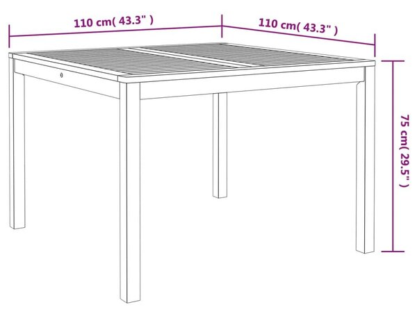 Τραπεζαρία Κήπου 110x110x75 εκ. από Μασίφ Ξύλο Ακακίας - Καφέ