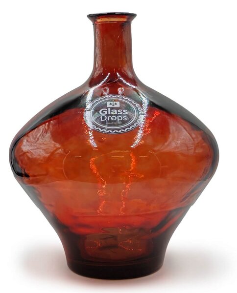 Διακοσμητικό Βάζο Glass Drops Cherry Cream Meguino (4638DB738) Από ανακυκλωμένο γυαλί, Χωρητικότητας 20.5L, Διαστάσεων Ø 37 x Υ 46cm, Terracota