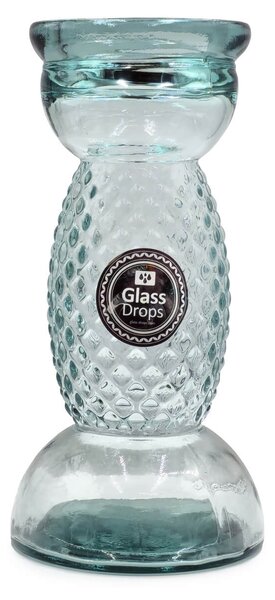 Κηροπήγιο Glass Drops Diamante (4773) Aπό 100% ανακυκλωμένο γυαλί, Διαστάσεων Ø 14 x Υ 28 cm