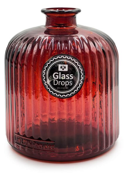 Διακοσμητικό Βάζο Glass Drops Daroca Stripe (4863DB738) Από ανακυκλωμένο γυαλί, Χωρητικότητας 1.95L, Διαστάσεων Ø 16 x Υ 18cm, Terracota