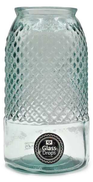 Διακοσμητικό Βάζο Glass Drops Diamante (5947) Aπό 100% ανακυκλωμένο γυαλί, Xωρητικότητας 3.6L, Διαστάσεων Ø 15 x Υ 28 cm