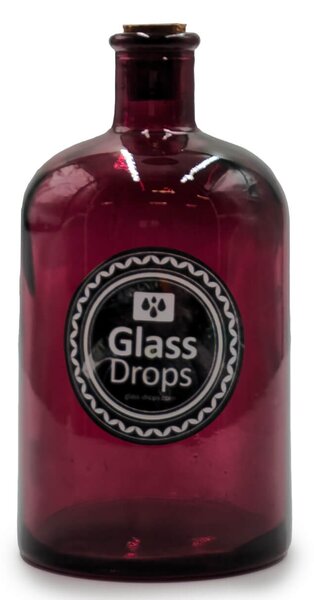 Διακοσμητικό Μπουκάλι Glass Drops Retro (5714DB484) Aπό 100% ανακυκλωμένο γυαλί, Xωρητικότητας 300ml, Διαστάσεων Ø 7.3 x Υ 14 cm, Garnet