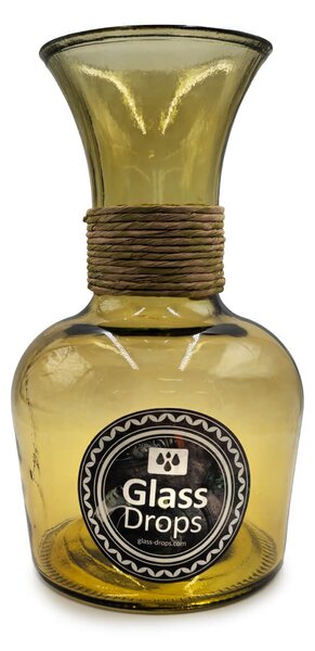 Διακοσμητικό Βάζο Glass Drops Chicago Enea (E5649DB411) Aπό 100% ανακυκλωμένο γυαλί, Χωρητικότητας 4L, Διαστάσεων Ø 19 x Υ 33 cm, Yellow Gold