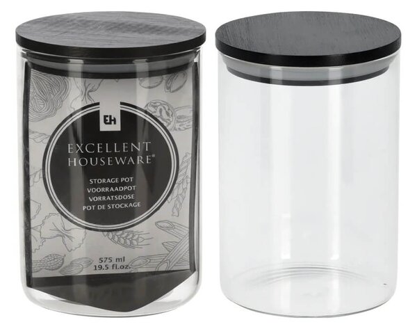 Γυάλινο βάζο Excellent Houseware με καπάκι, Χωρητικότητας 575ml, 8.5x13cm