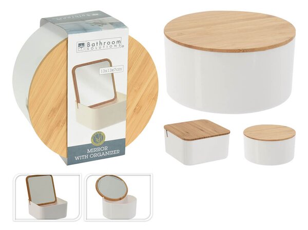 Κουτί οργάνωσης με καθρέφτη Excellent Houseware, σε 2 επιλογές σχεδίου - Καφέ/Λευκό