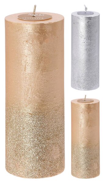Kερί pillar με γκλίτερ 7x17cm, σε 2 επιλογές χρώματος
