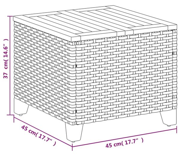 Τραπέζι Κήπου Γκρι 45x45x37 εκ. Συνθετικό Ρατάν/Ξύλο Ακακίας - Γκρι