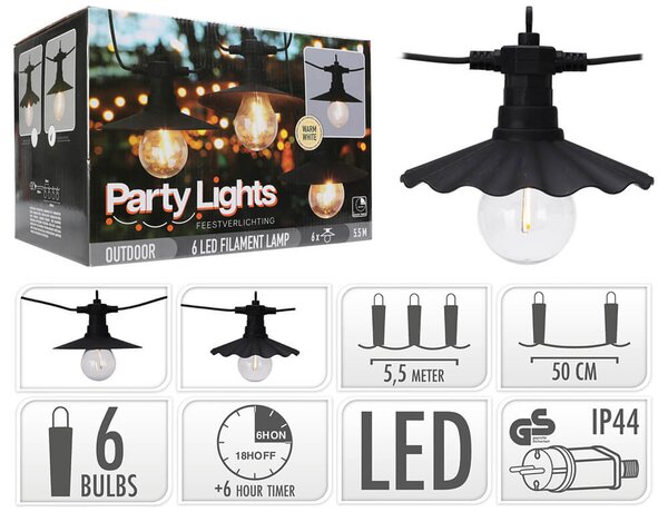 Διακοσμητικός Φωτισμός 6 LED , 5.5 Μέτρα - Θερμό Λευκό