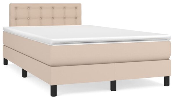 VidaXL Κρεβάτι Boxspring με Στρώμα Καπουτσίνο 120x200εκ.από Συνθ.Δέρμα