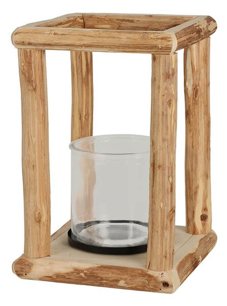 Διακοσμητικό Φανάρι με διαστάσεις 16x16x25cm, Σε απόχρωση ξύλου