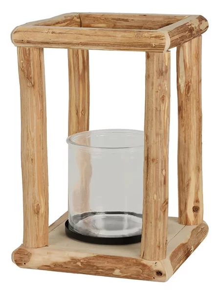 Διακοσμητικό Φανάρι με διαστάσεις 16x16x25cm, Σε απόχρωση ξύλου