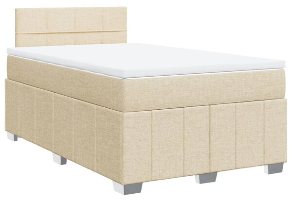 VidaXL Κρεβάτι Boxspring με Στρώμα Κρεμ 120x200 εκ. Υφασμάτινο