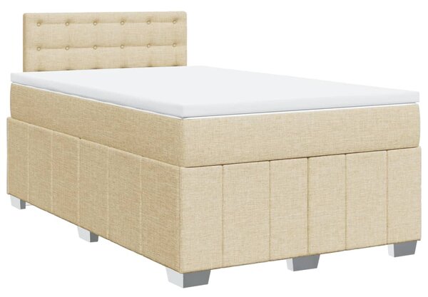 VidaXL Κρεβάτι Boxspring με Στρώμα Κρεμ 120x200 εκ. Υφασμάτινο