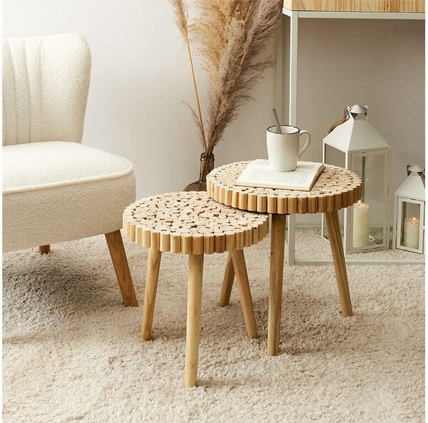 Σετ Τραπεζάκια Βοηθητικά Home Deco Factory με διαστάσεις 40x40cm και 35x35cm - ΜDF & Ξύλο - Aπόχρωση ξύλου - 2 τεμάχια