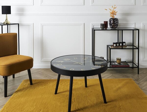 Τραπεζάκι με ρολόι Home Deco Factory με διαστάσεις 70x50cm - MDF & Ξύλο - Απόχρωση Μαύρου