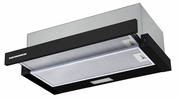 Απορροφητήρας Συρόμενος Heinner HTCH-F400BK με πλάτος 59.5cm και απορροφητική ισχύ 358.4 m³/h