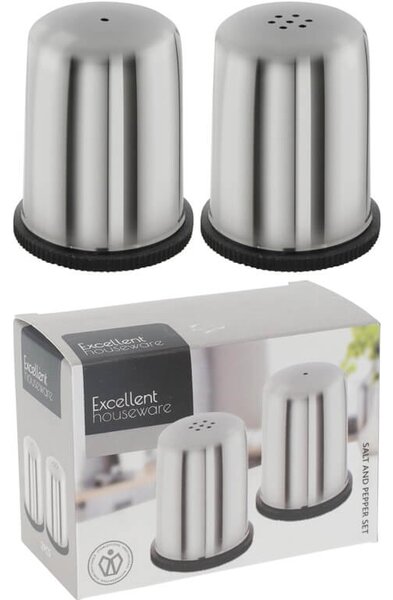 Σετ Αλατοπίπερο Excellent Houseware Σε Δοχείο Από Ανοξείδωτο Ατσάλι - 2 τεμάχια