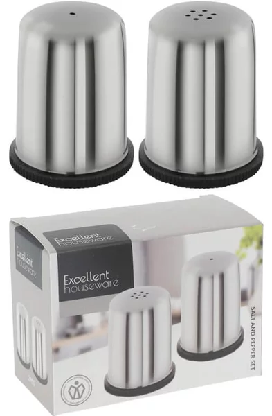 Σετ Αλατοπίπερο Excellent Houseware Σε Δοχείο Από Ανοξείδωτο Ατσάλι - 2 τεμάχια
