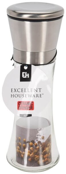 Χειροκίνητος μύλος μπαχαρικών Excellent Houseware από γυαλί και ανοξείδωτο ατσάλι