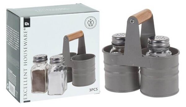 Σετ Αλατοπίπερο με βάση Excellent Houseware Σε Γυάλινο Δοχείο - 2 τεμάχια