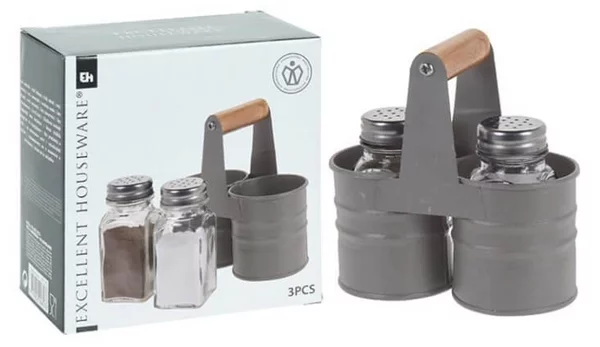 Σετ Αλατοπίπερο με βάση Excellent Houseware Σε Γυάλινο Δοχείο - 2 τεμάχια