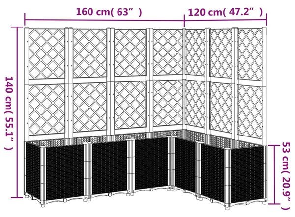 Ζαρντινιέρα Κήπου με Καφασωτό Γκρι 160x120x140 εκ. από PP - Γκρι