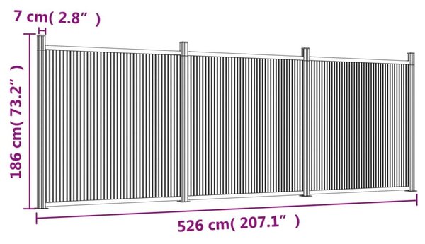 Πάνελ Περίφραξης Γκρι 526 x 186 εκ. από WPC - Γκρι