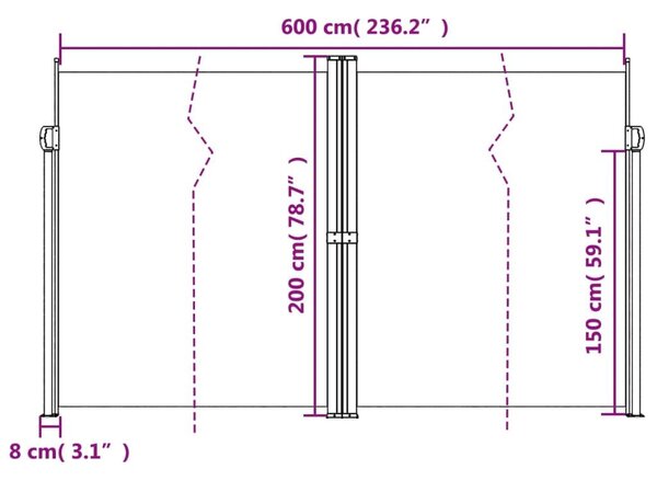 Σκίαστρο Πλαϊνό Συρόμενο Κόκκινο 200 x 600 εκ. - Κόκκινο