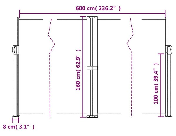 Σκίαστρο Πλαϊνό Συρόμενο Μπλε 160 x 600 εκ. - Μπλε