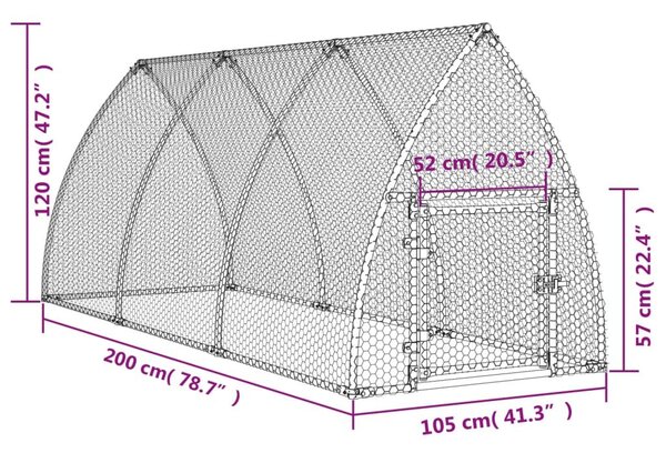 Κοτέτσι - Κλουβί Ασημί 300x105x120 εκ. από Γαλβανισμένο Χάλυβα - Ασήμι