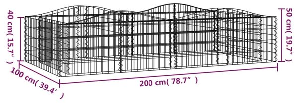 Συρματοκιβώτιο Τοξωτό 200x100x50 εκ. από Γαλβανισμένο Σίδερο - Ασήμι