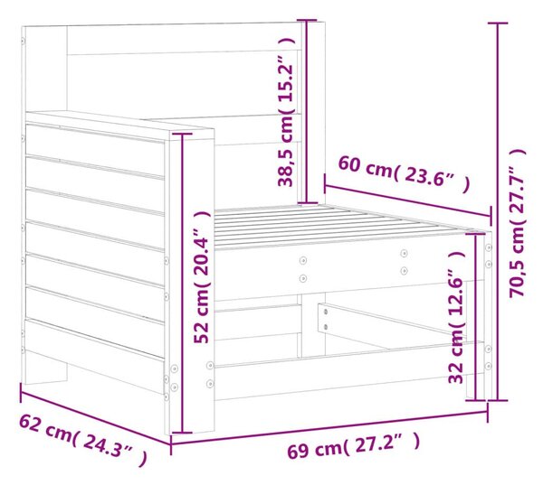 Καναπές Κήπου με Μπράτσα 69x62x70,5 εκ. Εμποτισμένο Ξύλο Πεύκου - Καφέ