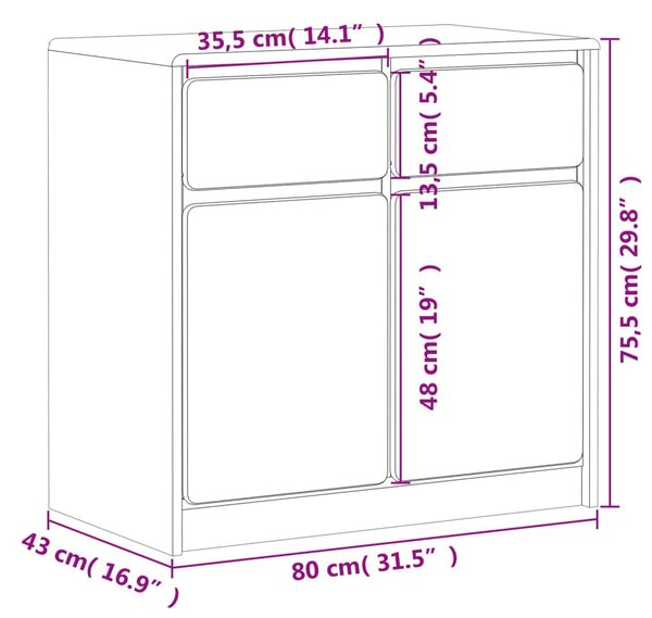 Ντουλάπι SAUDA Δρυς 80x43x75,5 εκ. από Μασίφ Ξύλο Πεύκου - Καφέ