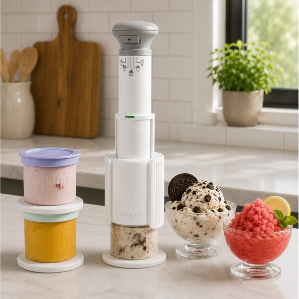Παγωτομηχανή Cuisinart Freeze Wand COMBO/ICEFD10E με 3 δοχεία, 5 προγράμματα, ισχύ 250W και χωρητικότητα 240ml - Λευκο