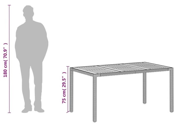 Τραπέζι Κήπου Μπεζ 150x90x75 εκ. Συνθετικό Ρατάν / Ξύλο Ακακίας - Μπεζ