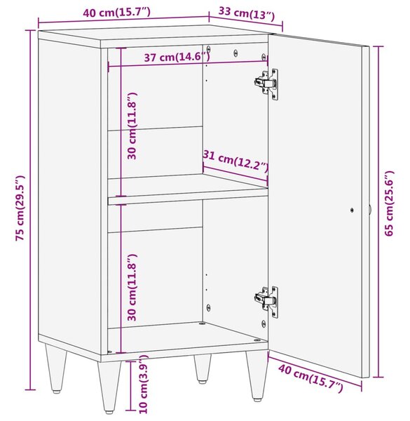 Βοηθητικό Ντουλάπι 40 x 33 x 75 εκ. από Μασίφ Ξύλο Μάνγκο - Καφέ