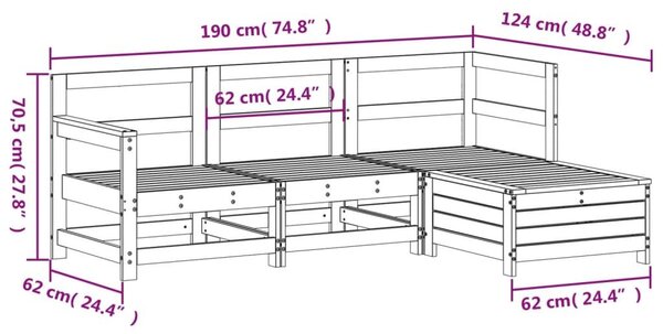 Καναπέδες Κήπου Σετ 4 Τεμαχίων Λευκό από Μασίφ Ξύλο Πεύκου - Λευκό