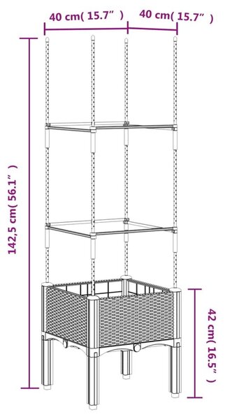 Ζαρντινιέρα Κήπου με Καφασωτό Λευκή 40x40x142,5 εκ. από PP - Λευκό