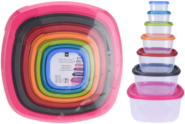 Σετ Δοχεία Αποθήκευσης Τροφίμων Excellent Houseware με χωρητικότητες 225ml, 375ml, 650ml, 1125ml, 1.9L, 3.2L, 5.5L - 7 τεμάχια