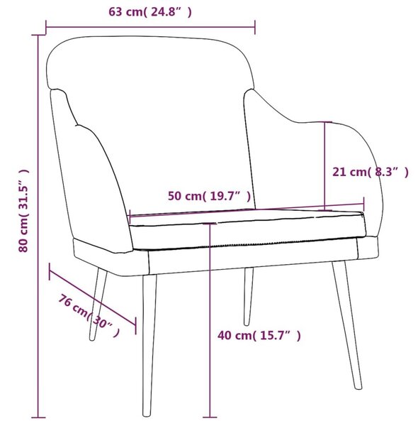 Πολυθρόνα Ροζ 63 x 76x 80 εκ. Βελούδινη - Ροζ