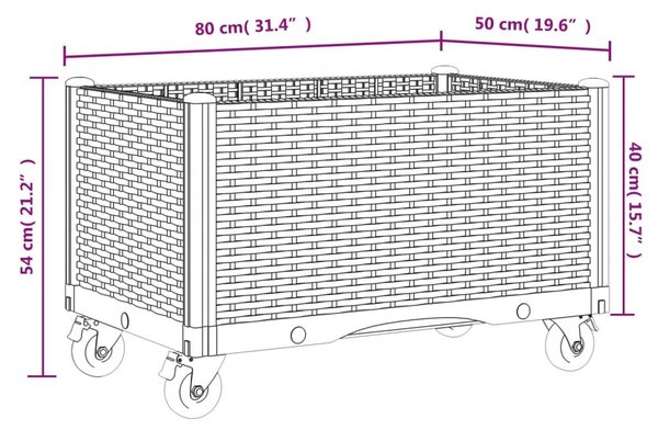 Ζαρντινιέρα Κήπου με Ροδάκια Γκρι 80x50x54 εκ. Πολυπροπυλένιο - Γκρι