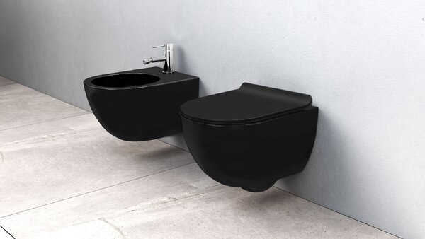 Λεκάνη τουαλέτας Carlo Mini Black Mat + Σετ μπιντέ Carlo Black