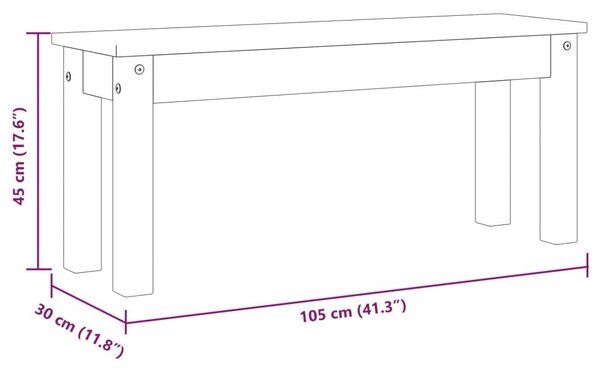 Πάγκος Τραπεζαρίας Panama 105x30x45 εκ. από Μασίφ Ξύλο Πεύκου - Καφέ